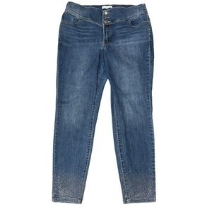 Lane Bryant Flex Magic Slimming High Rise Jegging Studded Silver Hem Jeans